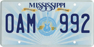 MS license plate OAM992