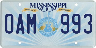 MS license plate OAM993