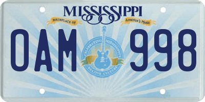 MS license plate OAM998