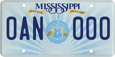 MS license plate OAN000