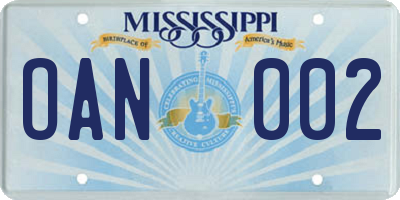 MS license plate OAN002