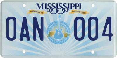 MS license plate OAN004