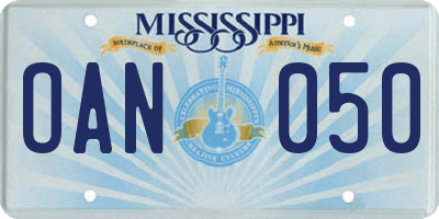 MS license plate OAN050
