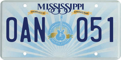 MS license plate OAN051