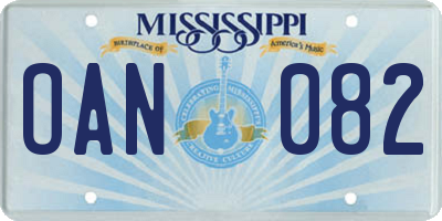 MS license plate OAN082