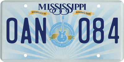 MS license plate OAN084