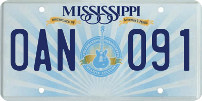MS license plate OAN091