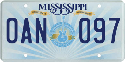 MS license plate OAN097