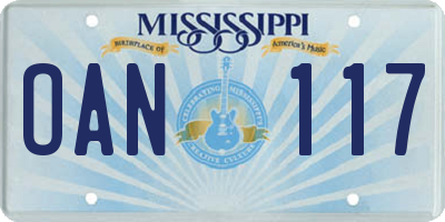 MS license plate OAN117