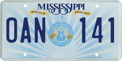MS license plate OAN141