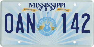MS license plate OAN142