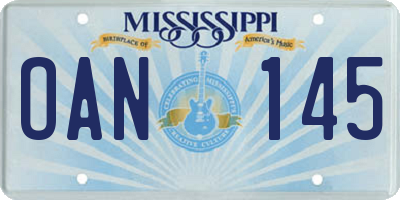 MS license plate OAN145