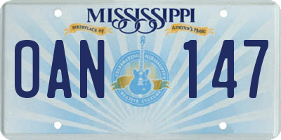 MS license plate OAN147