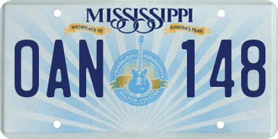 MS license plate OAN148