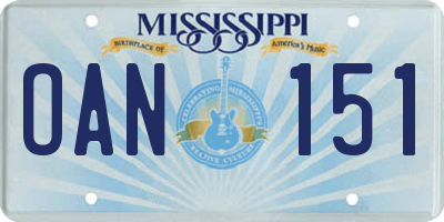 MS license plate OAN151