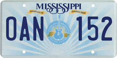 MS license plate OAN152