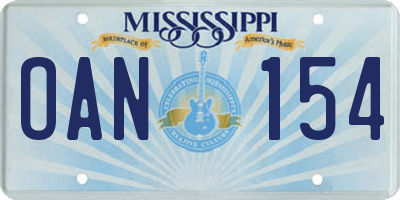 MS license plate OAN154