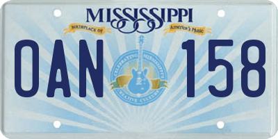 MS license plate OAN158