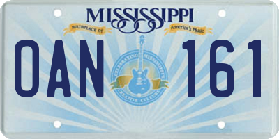 MS license plate OAN161