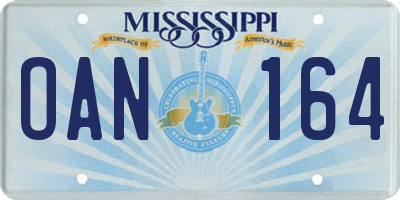 MS license plate OAN164
