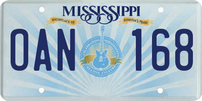 MS license plate OAN168