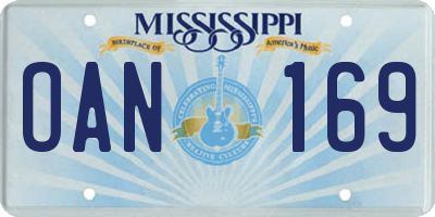 MS license plate OAN169