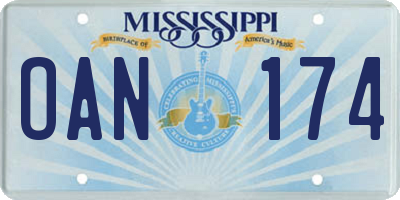 MS license plate OAN174