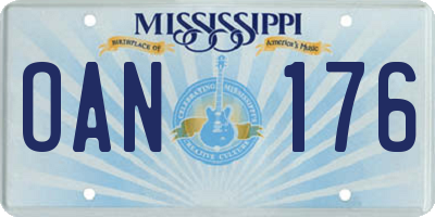 MS license plate OAN176