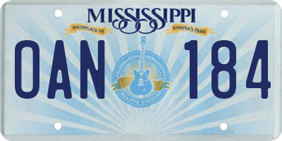 MS license plate OAN184