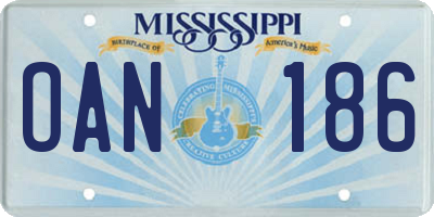 MS license plate OAN186