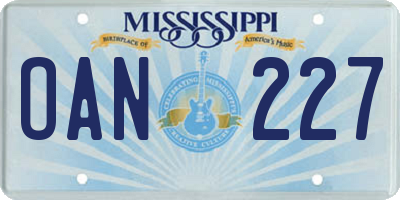 MS license plate OAN227