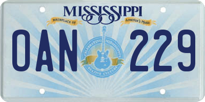 MS license plate OAN229