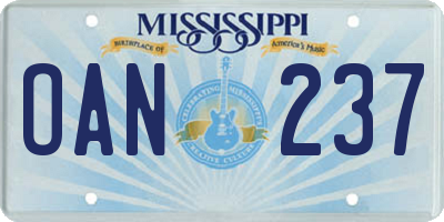 MS license plate OAN237