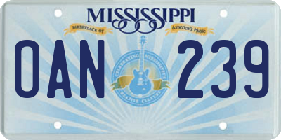 MS license plate OAN239