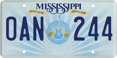 MS license plate OAN244