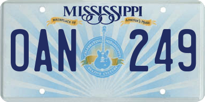 MS license plate OAN249