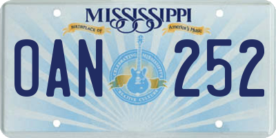 MS license plate OAN252