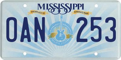 MS license plate OAN253