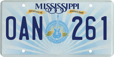 MS license plate OAN261