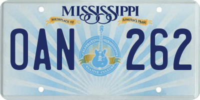 MS license plate OAN262