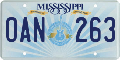 MS license plate OAN263