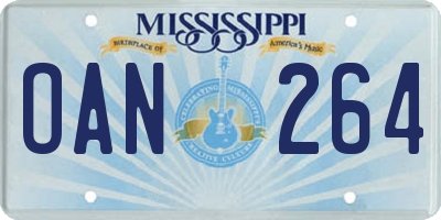 MS license plate OAN264