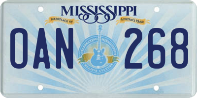 MS license plate OAN268