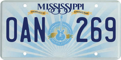 MS license plate OAN269