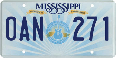 MS license plate OAN271