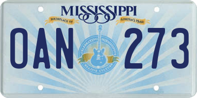 MS license plate OAN273