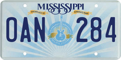 MS license plate OAN284