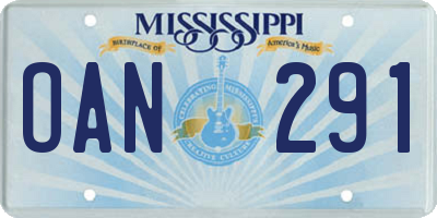 MS license plate OAN291