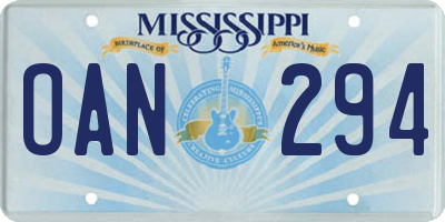 MS license plate OAN294
