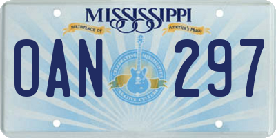 MS license plate OAN297